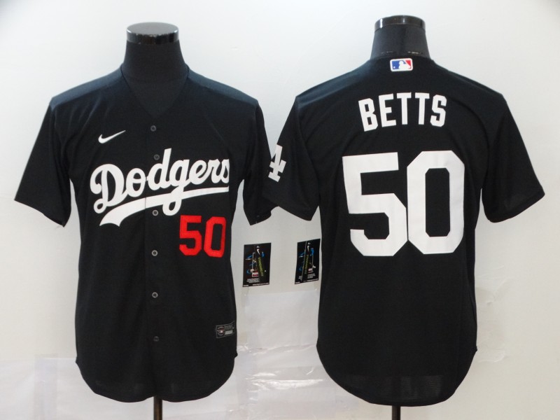 Men's Los Angeles Dodgers #50 Mookie Betts Black Cool Base Stitched MLB Jersey